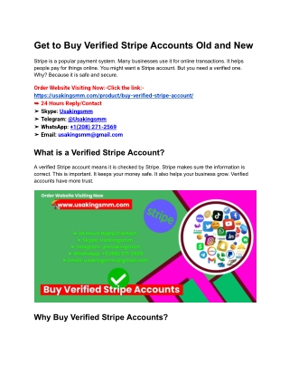 Get to Buy Verified Stripe Accounts Old and New