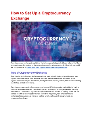 How to set up a cryptocurrency exchange