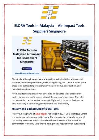 ELORA Tools in Malaysia | Air Impact Tools Suppliers Singapore
