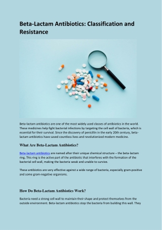 Beta-Lactam Antibiotics: Classification and Resistance