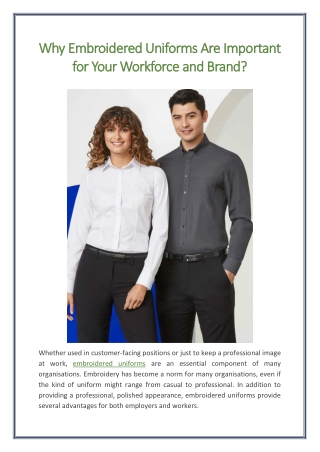 Why Embroidered Uniforms Are Important for Your Workforce and Brand