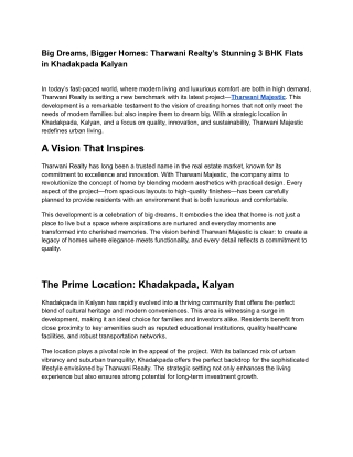 Big Dreams, Bigger Homes_ Tharwani Realty’s Stunning 3 BHK Flats in Khadakpada Kalyan