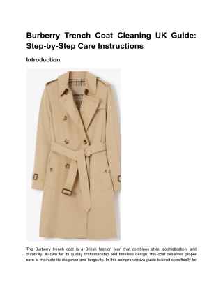 Burberry Trench Coat Cleaning UK Guide_ Step-by-Step Care Instructions
