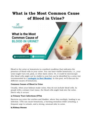What is the Most Common Cause of Blood in Urine