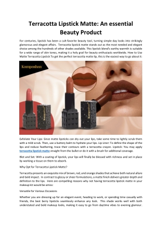 Terracotta Lipstick Matte: An essential Beauty Product