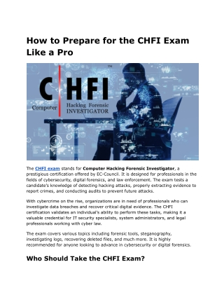 How to Prepare for the CHFI Exam Like a Pro