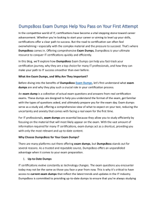 DumpsBoss Is Revolutionizing the Exam Dumps Market