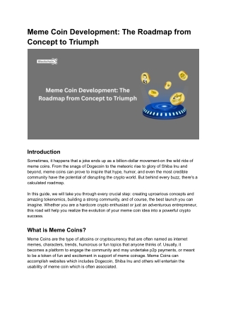 Meme Coin Development The Roadmap from Concept to Triumph