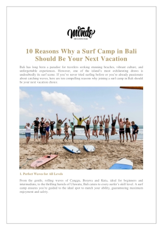 10 Reasons Why a Surf Camp in Bali Should Be Your Next Vacation
