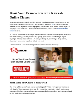 Boost Your Exam Scores with Kawkab Online Classes
