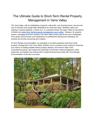 Dandenong Ranges Accommodation Management