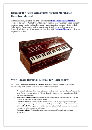 Best Harmoniums Shop in Mumbai