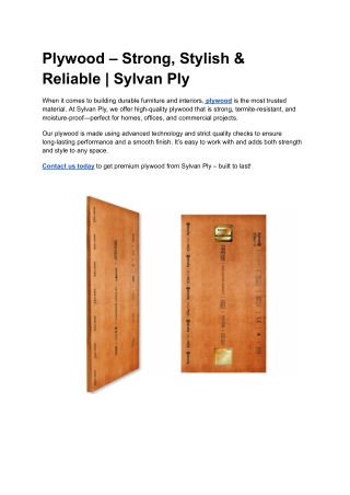 Plywood – Strong, Stylish & Reliable _ Sylvan Ply