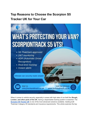 Top Benefits of the Scorpion S5 Tracker UK for Vehicles