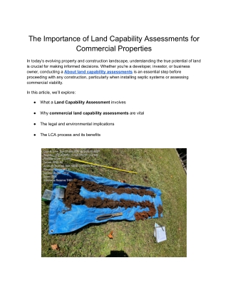 Specialized Septic Land Capability Assessments for Safe Waste Management