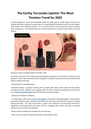 The Earthy Terracotta Lipstick: The Most Timeless Trend for 2025
