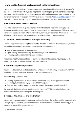 How to Lucid a Dream