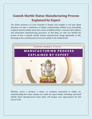 Ganesh Marble Statue Manufacturing Process Explained by Expert