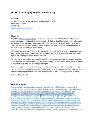 PRP Ankle Sprain Injury Treatment & Arthroscopy