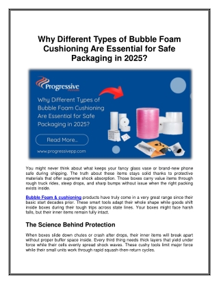 Why Different Types of Bubble Foam Cushioning Are Essential for Safe Packaging in 2025