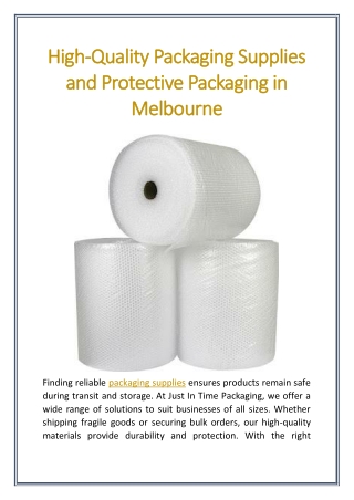 High-Quality Packaging Supplies and Protective Packaging in Melbourne