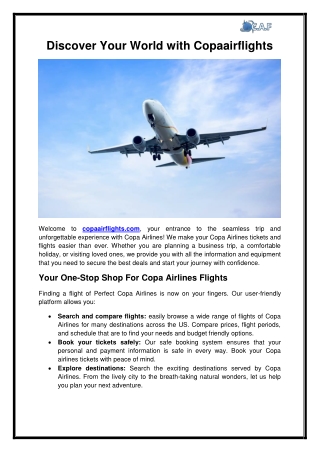 Discover Your World with Copaairflights