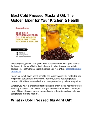 Best Cold Pressed Mustard Oil_ The Golden Elixir for Your Kitchen & Health