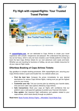 Fly High with Copaairflights Your Trusted Travel Partner