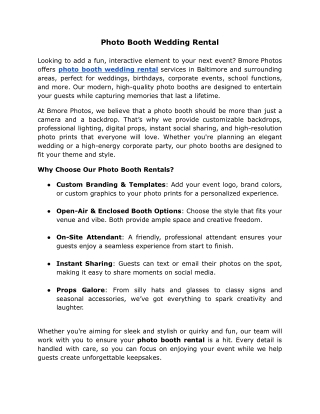 Photo Booth Wedding Rental