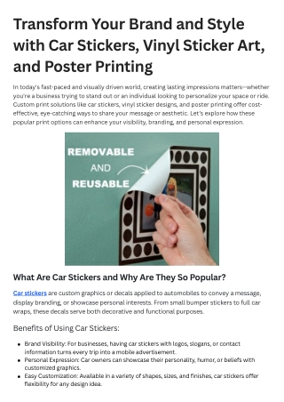 Transform Your Brand and Style with Car Stickers