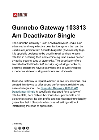 Gunnebo Gateway 103313 Am Deactivator Single