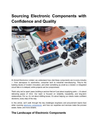 BLOG 1 _ Sourcing Electronic Components with Confidence and Quality