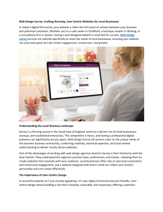 Web Design Surrey: Crafting Stunning, User-Centric Websites for Local Businesses