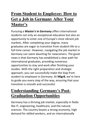 From Student to Employee How to Get a Job in Germany After Your Master’s