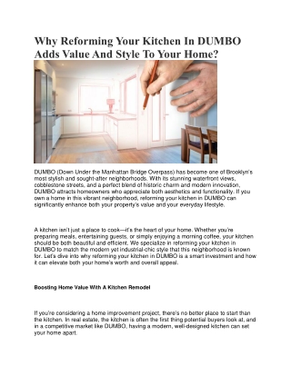 Reforming Your Kitchen In DUMBO Adds