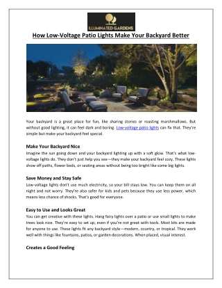 Illuminated Gardens - How Low-Voltage Patio Lights Make Your Backyard Better