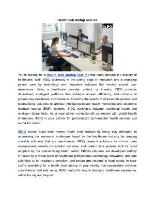 Health tech startup near me | INDQ