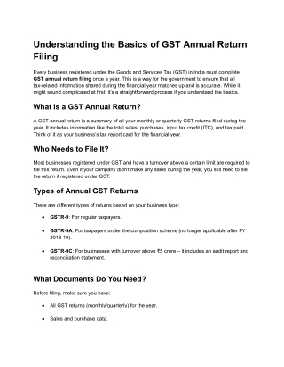 Understanding the Basics of GST Annual Return Filing