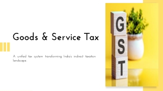 Goods and service Tax in India