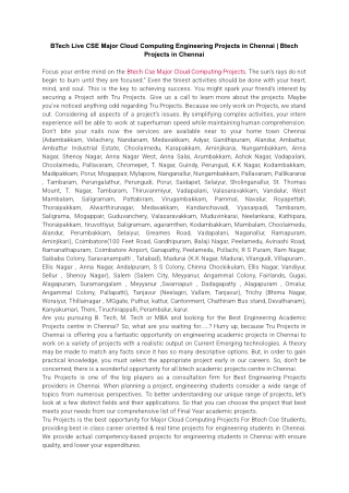 BTech Live CSE Major Cloud Computing Engineering Projects in Chennai _ Btech Projects in Chennai