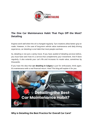 The One Car Maintenance Habit That Pays Off the Most? Detailing