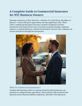 A Complete Guide to Commercial Insurance for NYC Business Owners