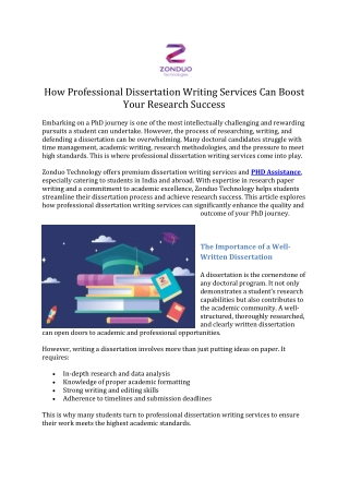 How Professional Dissertation Writing Services Can Boost Your Research Success