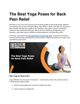 The Best Yoga Poses for Back Pain Relief