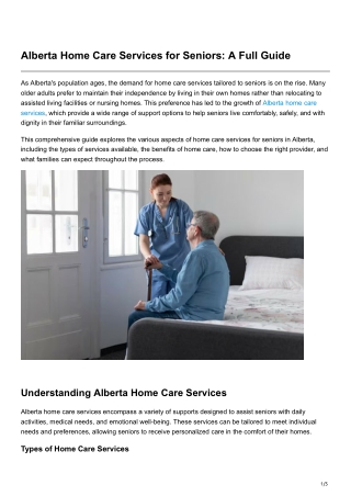 Alberta Home Care Services for Seniors A Full Guide
