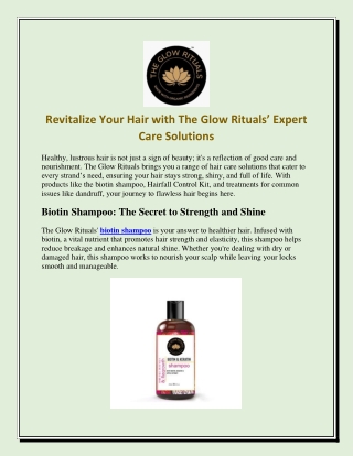 Revitalize Your Hair with The Glow Rituals’ Expert Care Solutions