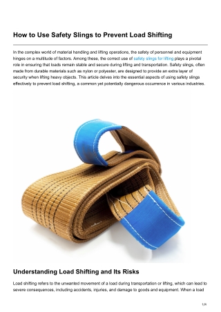 How to Use Safety Slings to Prevent Load Shifting