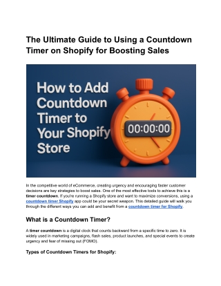 The Ultimate Guide to Using a Countdown Timer on Shopify for Boosting Sale