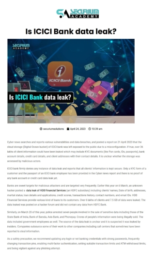 Is ICICI Bank data leak?