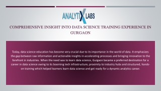 Comprehensive Insight into Data Science Training Experience in Gurgaon